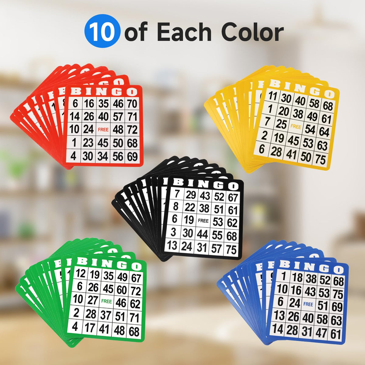 GSE Games & Sports Expert 50-Pack Multi-Color Bingo Game Cards with Easy Read Numbers, Reusable Paper Bingo Sheets for Large Groups, Family/Friend Parties