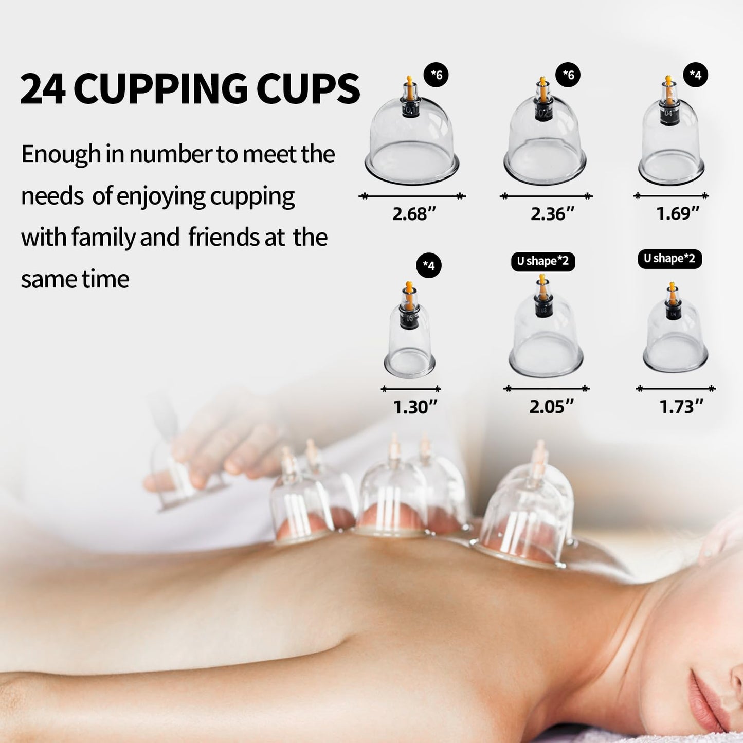 Cupluw Cupping Set, 24 Cups Cupping Kit for Massage Therapy, Chinese Cupping Therapy Set with Magnetics, Professional Vacuum Cupping Set for Cellulite Reduction Muscle Pain Relief with Manual Pump