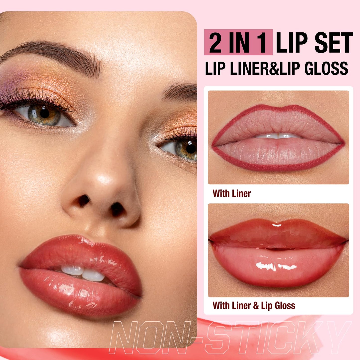 Jolilab Matte Lip Liner Lip Oil Set, Lip Makeup Set Natural Smooth Long-Lasting And Hydrating Beauty Daily Cosmetics Gift for Gi