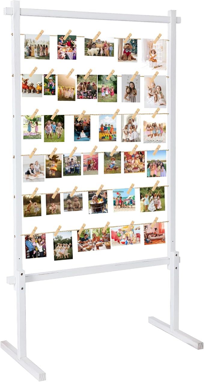 Collage Picture Frame,Photo Display Board with Clips,Wood Pictures Photos Frames With Stand for Wedding Graduation Party B...