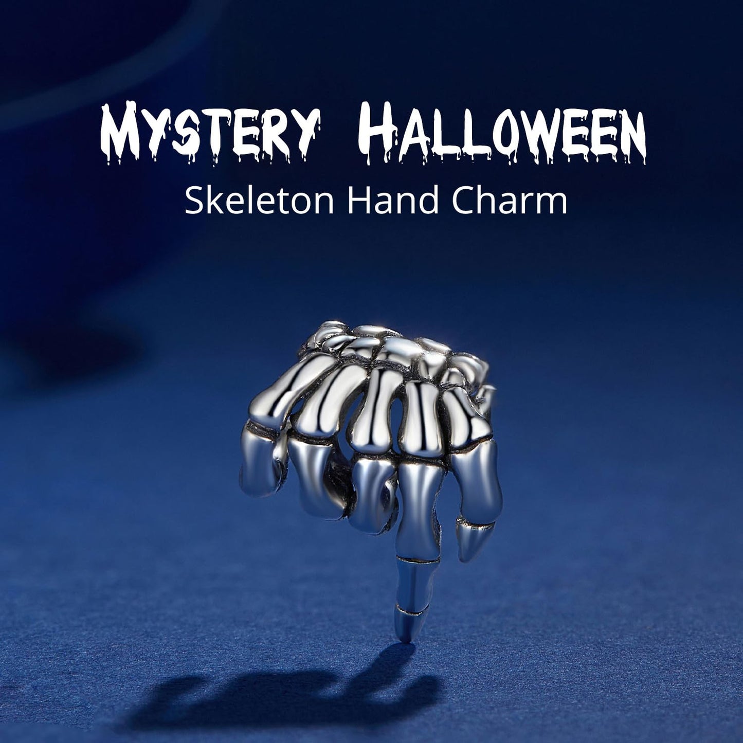 Halloween Charms Skeleton Hands 925 Sterling Silver Bead Charms for Bracelet Skull Hand Skeleton Hands with Hearts Dangle Charms