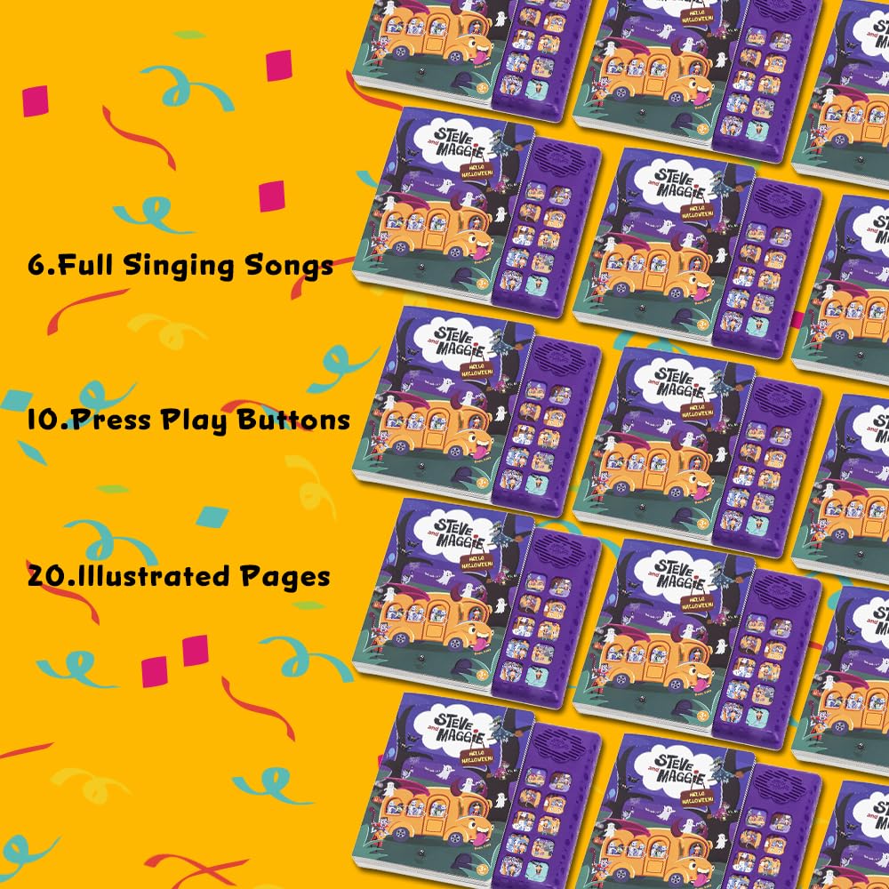 Steve and Maggie Sing-Alongs 10-Button Safe & Sound Book | Interactive Halloween Toys for Kids Ages 3-8 | Learning Books with Music Gifts for Boys & Girl