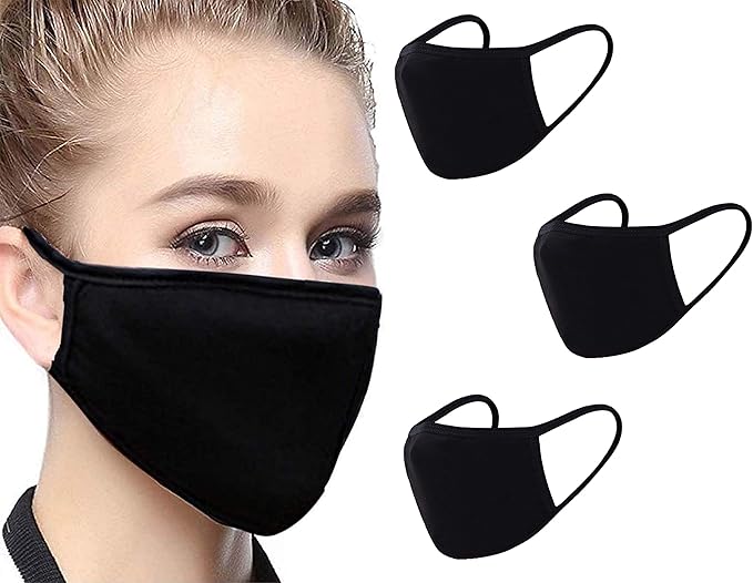 FLEXMON Cotton Face Mask Premium Reusable, Washable, Black Color, Fully Machine Washable, Adult, Men, Women, Unisex