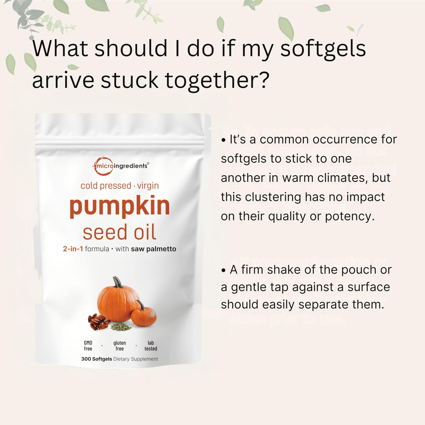 Micro Ingredients Pumpkin Seed Oil with Saw Palmetto 300 Softgels | Cold Pressed, Pure Virgin Oil, Essential Fatty Acids & Phytosterols | Non-GMO