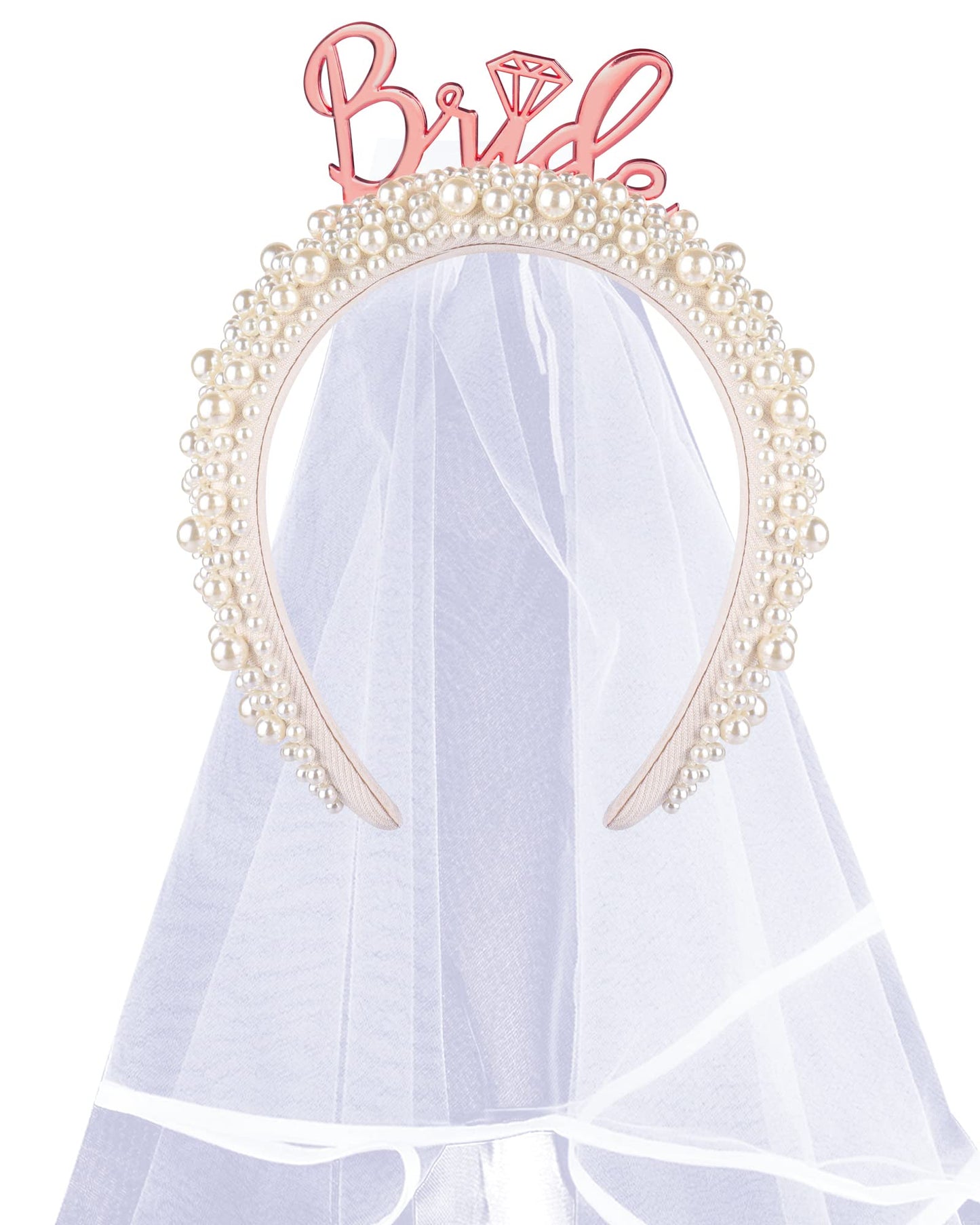 JUSTOTRY Bride Headband for Bachelorette - Bachelorette Outfit Party Veil for Bridal Shower Gift Bride To Be Hairband Accessorie