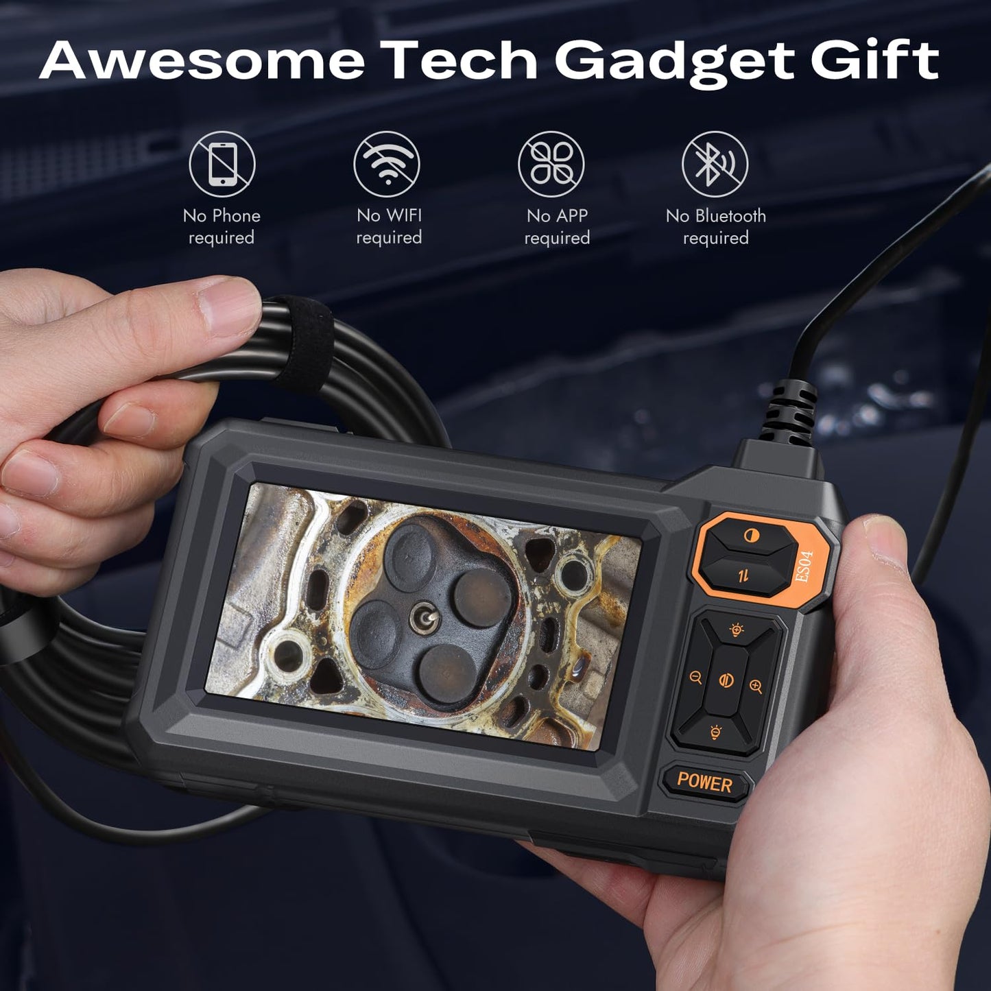Endoscope Camera with Light, 1920P HD Borescope Inspection Camera with 4.3" IPS Screen, AukonVee IP67 Waterproof with 8 LEDs & 16.5ft Semi-Rigid Snake Camera for Automotive Pipe Tools Gadgets for Men