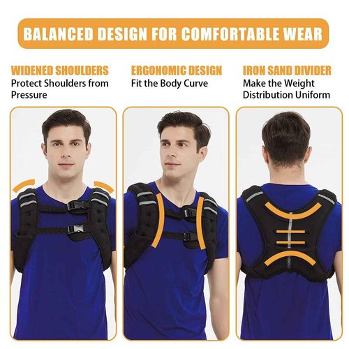 BITLIFUN Weighted Vest for Men Workout，Strength Training Weight Vest for Men and Women, Workout Equipment for Training,Running,Jogging,etc - 8lbs,12lbs,16lbs,20lbs,25lbs (30LBS (13.6KG), Black)