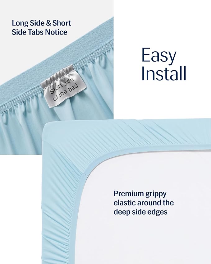 REST® Evercool®+ Fitted Sheet, Full Size, Light Blue, 15" Deep (up to 18’’), Breathable Bedding for Hot Sleeper and Night Sweats, Bed Sheet with Ionic+ Self-Cleaning Silver Yarn for Sensitive Skin