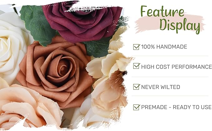 Wedding Arch Flowers with Drapes Kit (Pack of 5) - 2pcs Artificial Sunset Terracotta & Burgundy Deluxe Swag with 3pcs Sheer Drapes for Wedding Ceremony Arbor Reception Backdrop Decoration