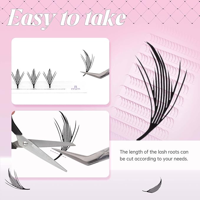 Premade Lash Fans Natural Anime Lashes 0.07 C Curl Manga Lashes Soft Black Eyelash Extensions for Professional Salon Use by FADLASH (0.07-C-8-14mm)