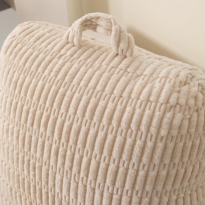 PAJEO Reading Pillow for Sitting in Bed, Large Backrest Reading Pillow with Arm Rest,Back-Rest Support Cushion for Sit Up on Couch, Sofa, and Floor, Dorm Essentials (Cream Corduroy, Large(19"))
