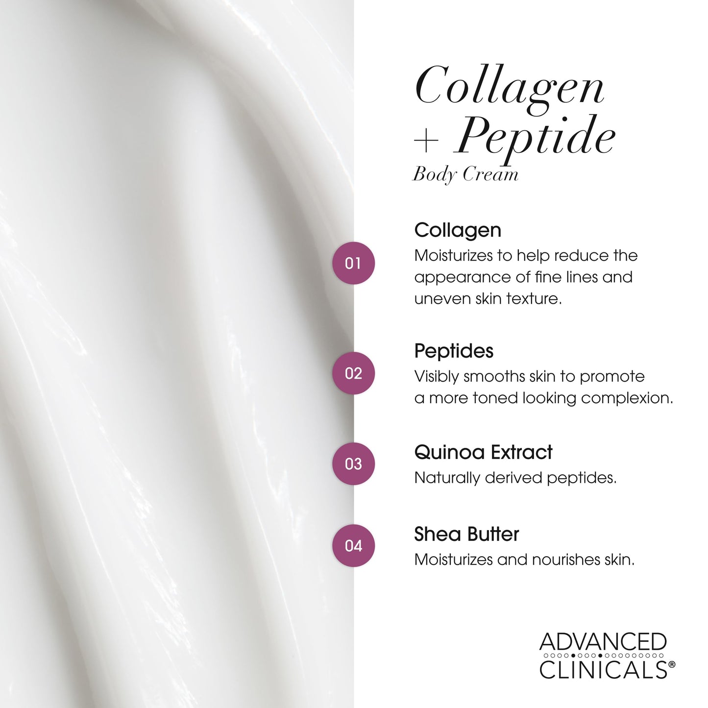 Advanced Clinicals Collagen Peptides Body Lotion & Face Moisturizer | Peptide Infused Collagen Lotion For Women & Men Helps Impr