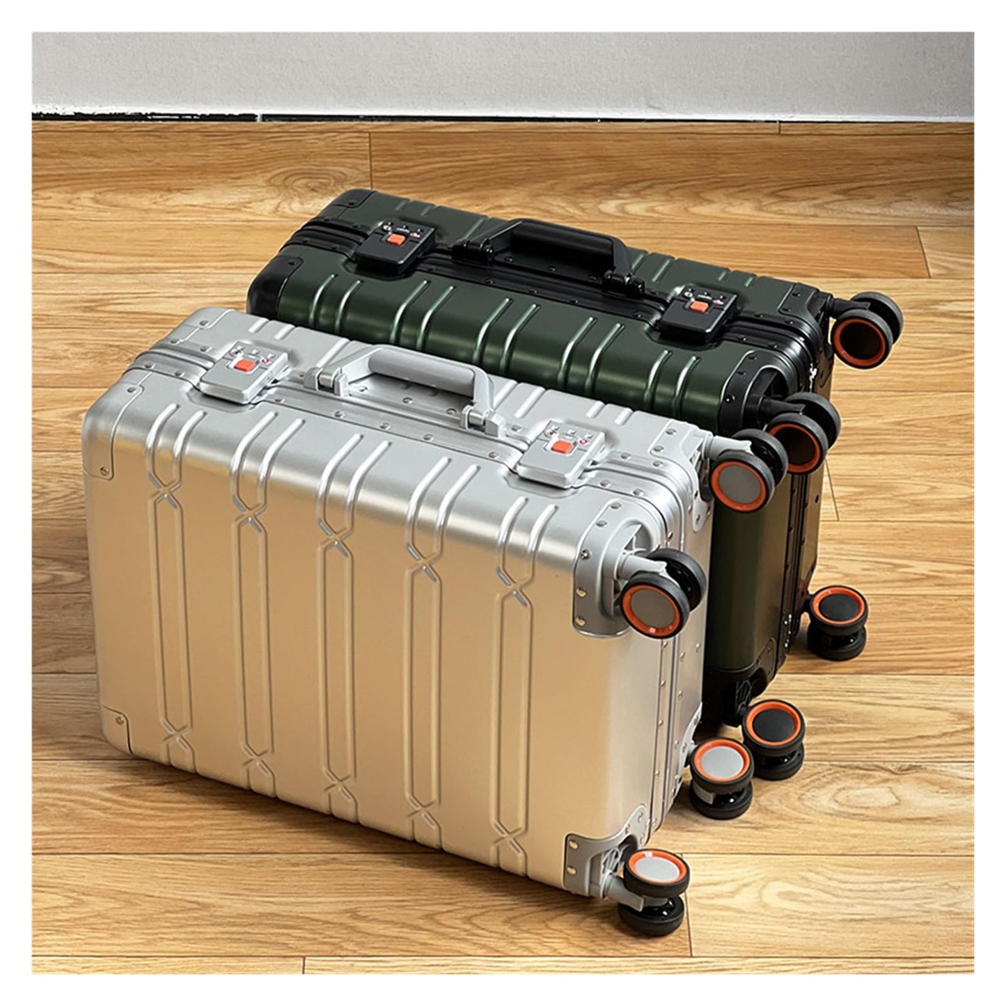 MUdson Trunk Aluminum-Magnesium Alloy Travel Suitcase Rolling Luggage 20/24/29 inch Trolley Luggage Carry-On Cabin Suitcase Durable (Color : Silver, Size : 20")