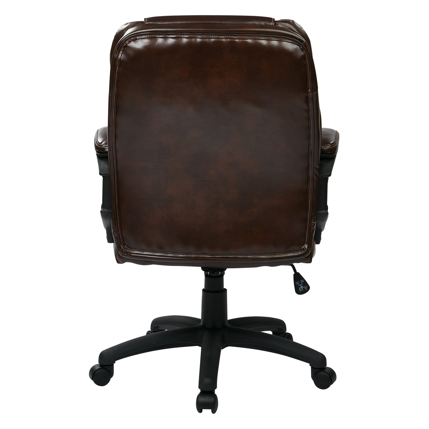 Office Star FL Series Faux Leather Manager's Adjustable Office Chair with Lumbar Support and Padded Arms, Chocolate