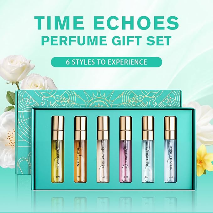 Perfume for Women Set of 6 - Time Echoes Perfume for Women Perfect for Gifting or Personal use, Long-Lasting Fragrance Perfum for any Accasions, Holiday Gift Set(6 Count, 0.17 oz)