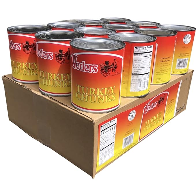 Yoder's Fresh Real Fully Cooked Canned Turkey Chunks Ready to Eat Emergency Survival Food | Premium Quality Meat Ideal for...