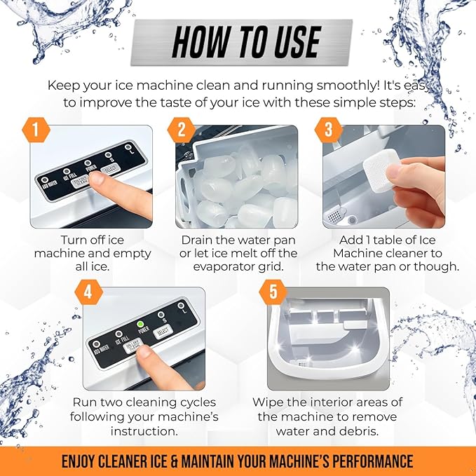36 Pcs Ice Maker Cleaner Tablets – Descaler & Cleaning Solution for Ice Machines – Removes Odors & Build-up – Compatible with Countertop & Freestanding Ice Makers