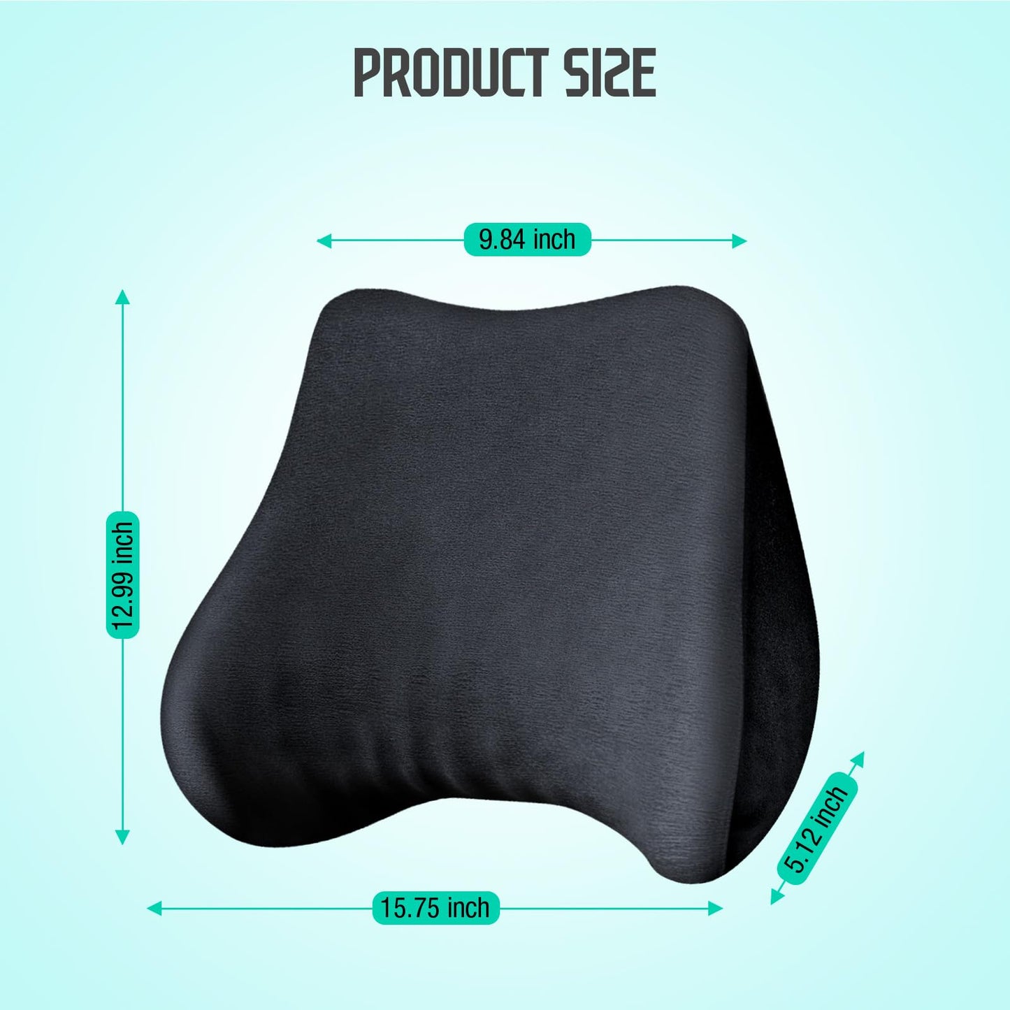 TKLoop Soft Lumbar Support Pillow for Driving Seat 100% Memory Foam Lumbar Pillow for Lower Back Pain Relief, Lumbar Support Cushion for Car Seat, Office Chair Dark Grey