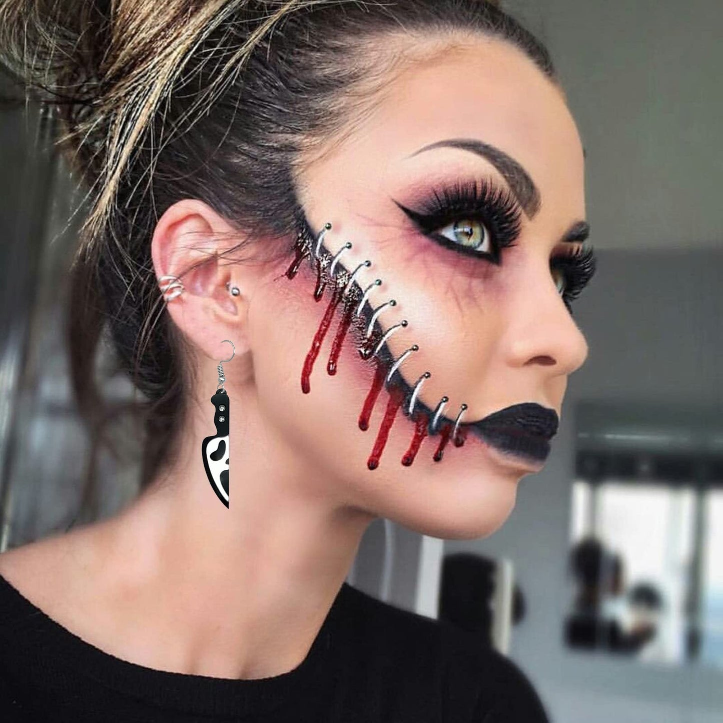 Knife Drop Dangle Earrings for Women Goth Acrylic Dagger Earrings Halloween Earring for Women Halloween Party Jewelry (C)
