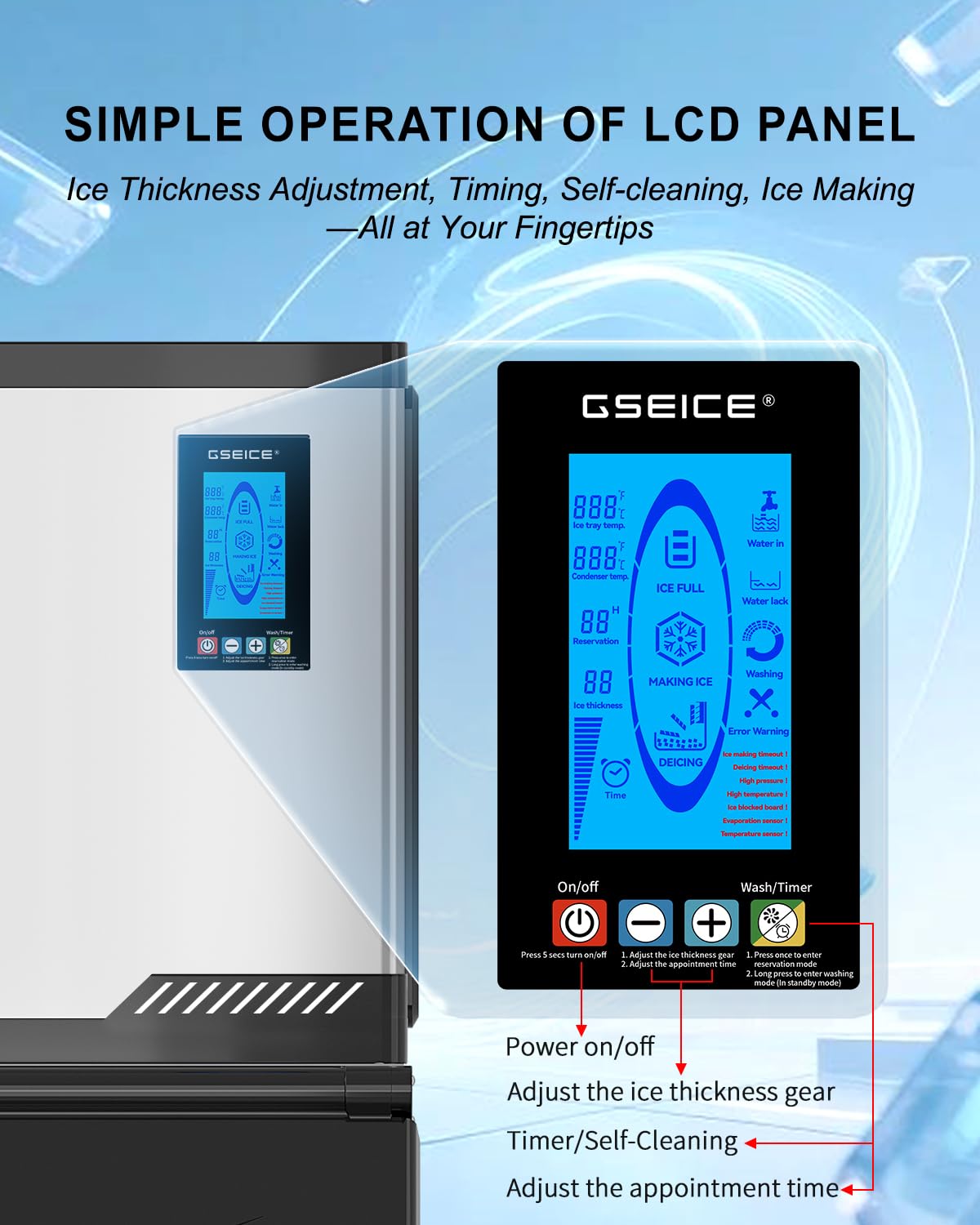 Commercial Ice Maker Machine Head Only, 500lbs/24H ETL Commercial Ice Maker with Self-Cleaning, DOE&CEC Energy-efficient,48 Hours Timer, Stainless Steel Ice Maker for Restaurant Bar Cafe Hotel