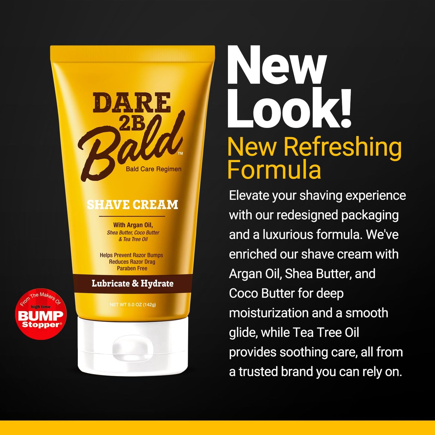 Dare 2B Bald Moisturizing Shave Cream with Argan Oil, Shea Butter, Cocoa Butter & Tea Tree Oil | Bald Head Shaving Cream | Rich