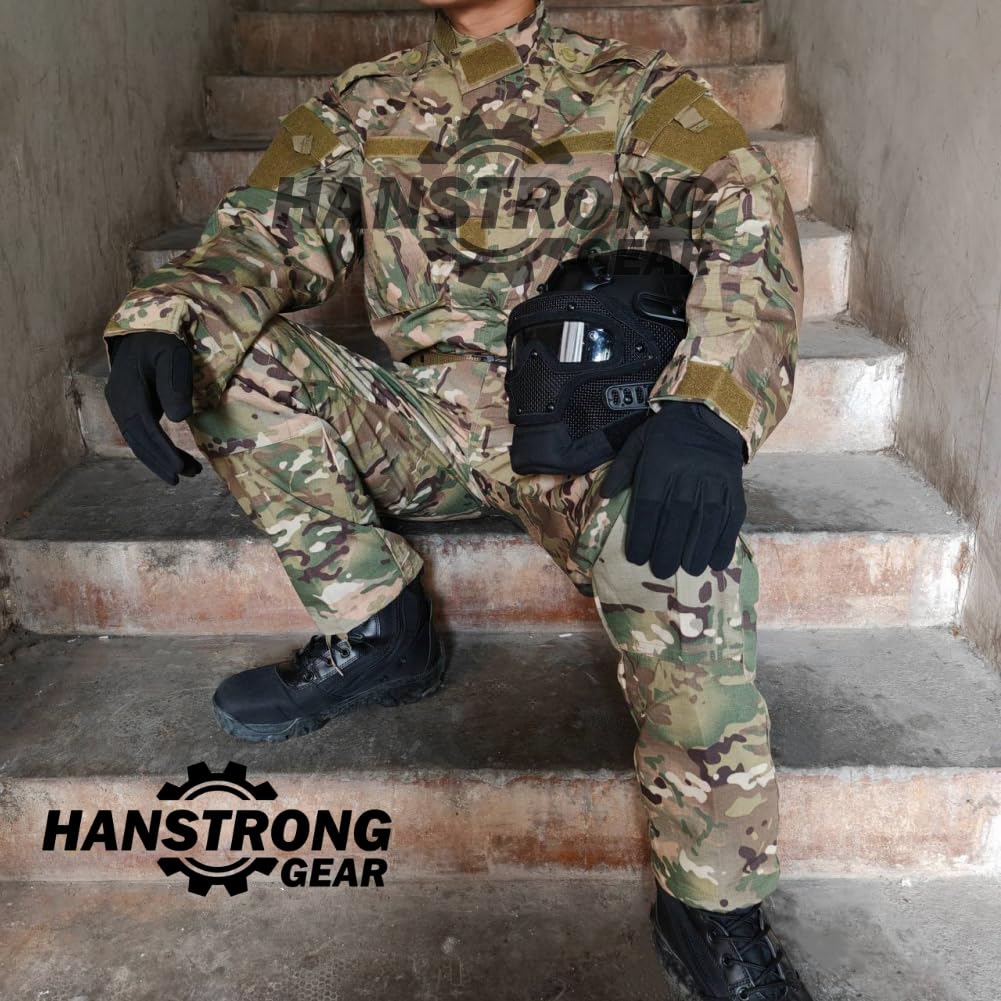 HANSTRONG GEAR Men Tactical BDU Combat Uniform Jacket Shirt & Pants Suit for Army Military Airsoft Paintball Hunting Shooting War Game MC (XXL)