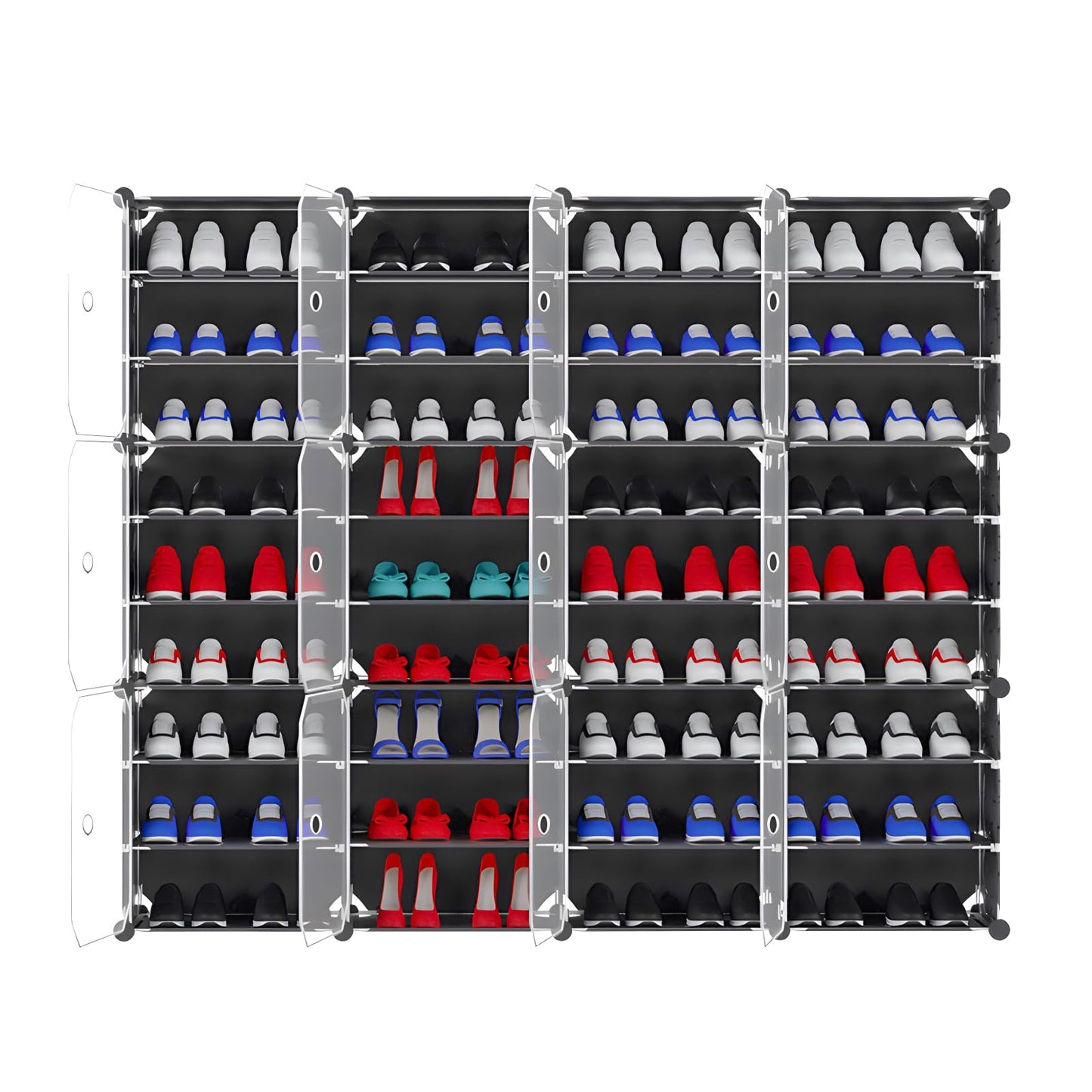 Shoe Rack Organizer,72 Pair Shoe Shelf Rack Organizer Stackable Clear Shoe Boxes Stackable Clear Shoe Boxes Adjustable Box Shelve Space Saver Shoe Rack for Entryway Bedroom (9 Tier 72 Pairs)