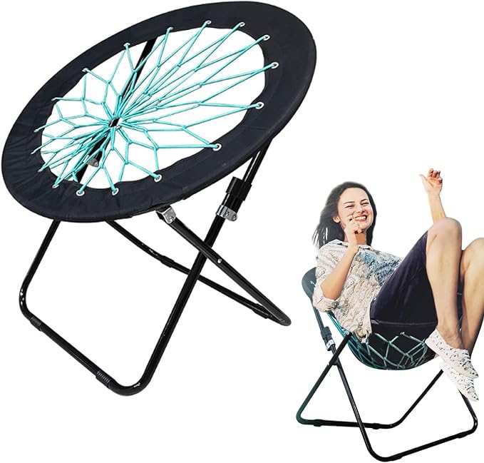 Camp Field Camping and Room Bungee Folding Chair Gifts for Friends -Versatile Bunjo Chairs with Fun Bouncy Design - Web Ch...