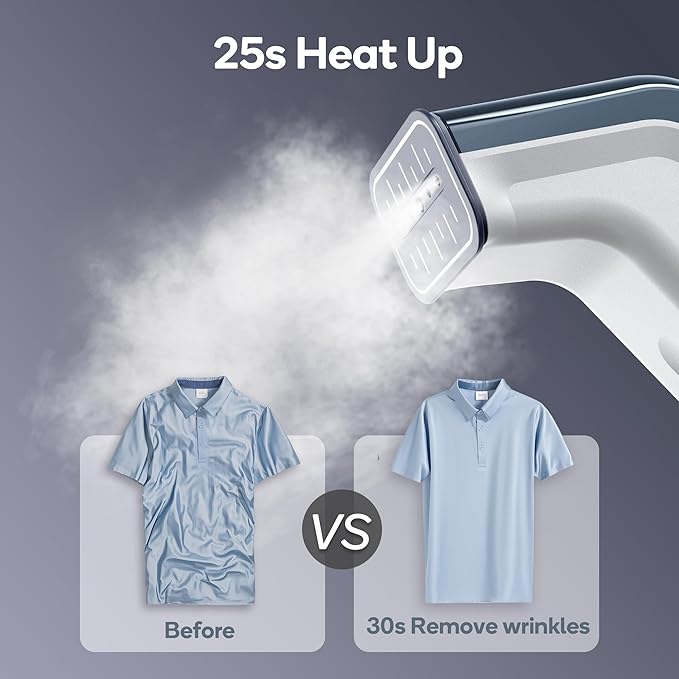Travel steamer for clothes,100V-240V dual voltage steamer & iron 2 in 1,integrated 170ml tank 25s fast heat-up,1.2lbs portable fabric iron,handheld steaming wrinkles remover for garments(Panda colors)