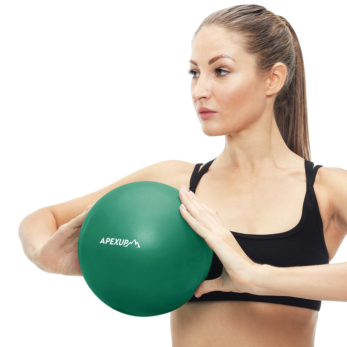 APEXUP Yoga Ball Exercise Ball, Heavy Duty Pilates Ball for Fitness, Balance, Core Workout, Physical Therapy (XXS (9") 23cm, Dark Green)
