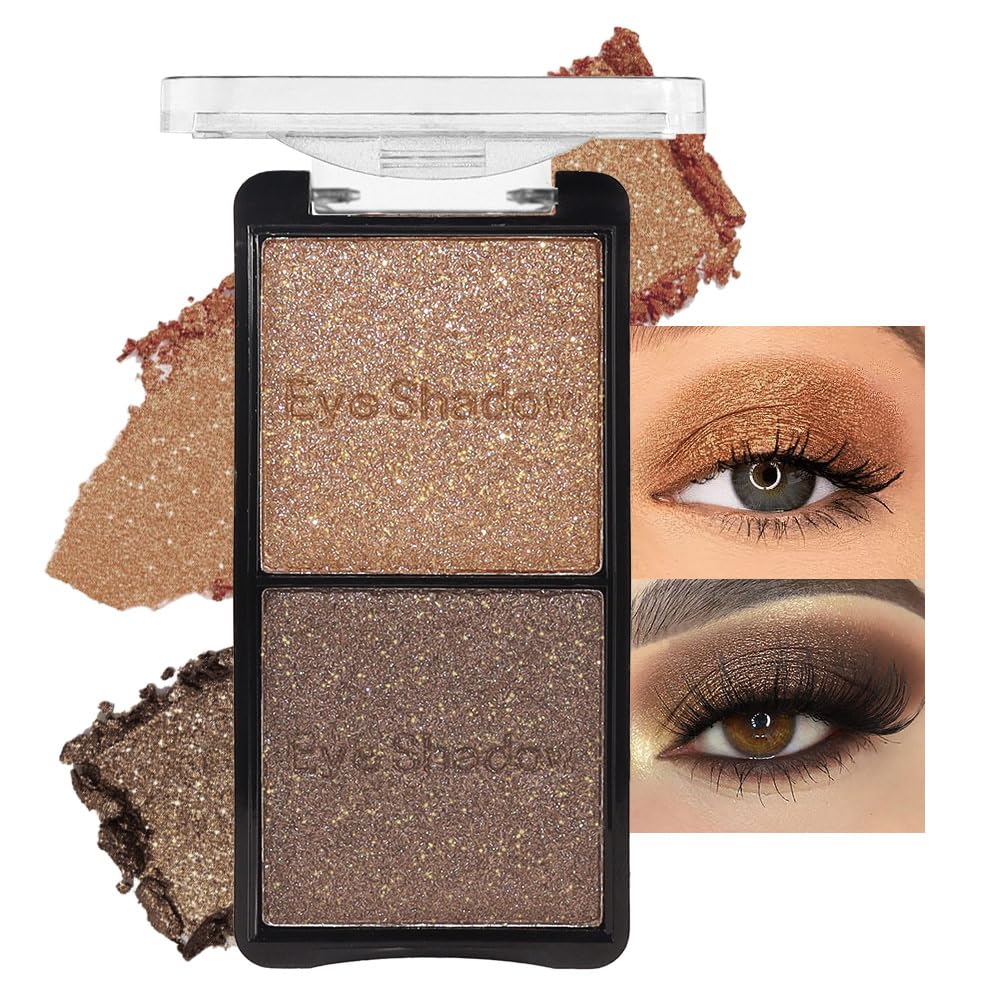 Double color eye shadow, Eyeshadows Creamy, high pigment eye makeup palette, matte shimmer metal eye shadow powder, Blendable, Ultra-Pigmented, Easy to Apply, Matte & Shimmer, (03)