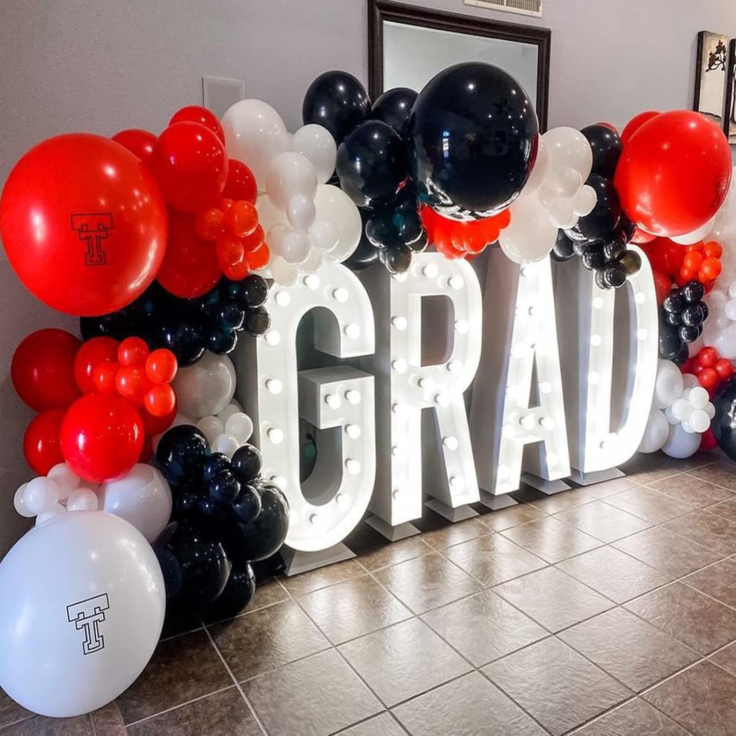 Red Black and White Balloon Arch Kit, ADOINBY 140Pcs Red and Black White Silver Garland kit, 18 12 10 5 Inch Different Size Balloons for Birthday Party Anniversary Racing Car New Year Prom Decorations