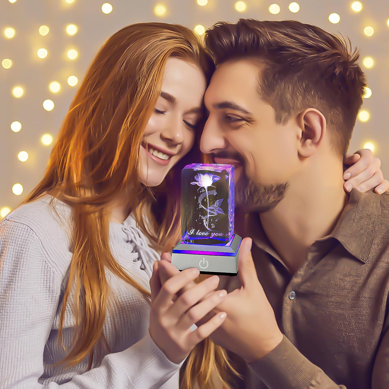 hochance 3D Musicrose Crystal Night Lamp with Adjustable LED Multicolor Lights for Girlfriend, Wife - Valentine's Day, Anniversary,Birthday Presents, Christmas Gifts for Her