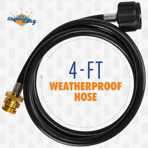 Flame King 3lb Steel Propane Tank with Gauge and OPD Valves and 4-Feet Adapter Hose Converter for 1LB Appliance to 20lb Tank
