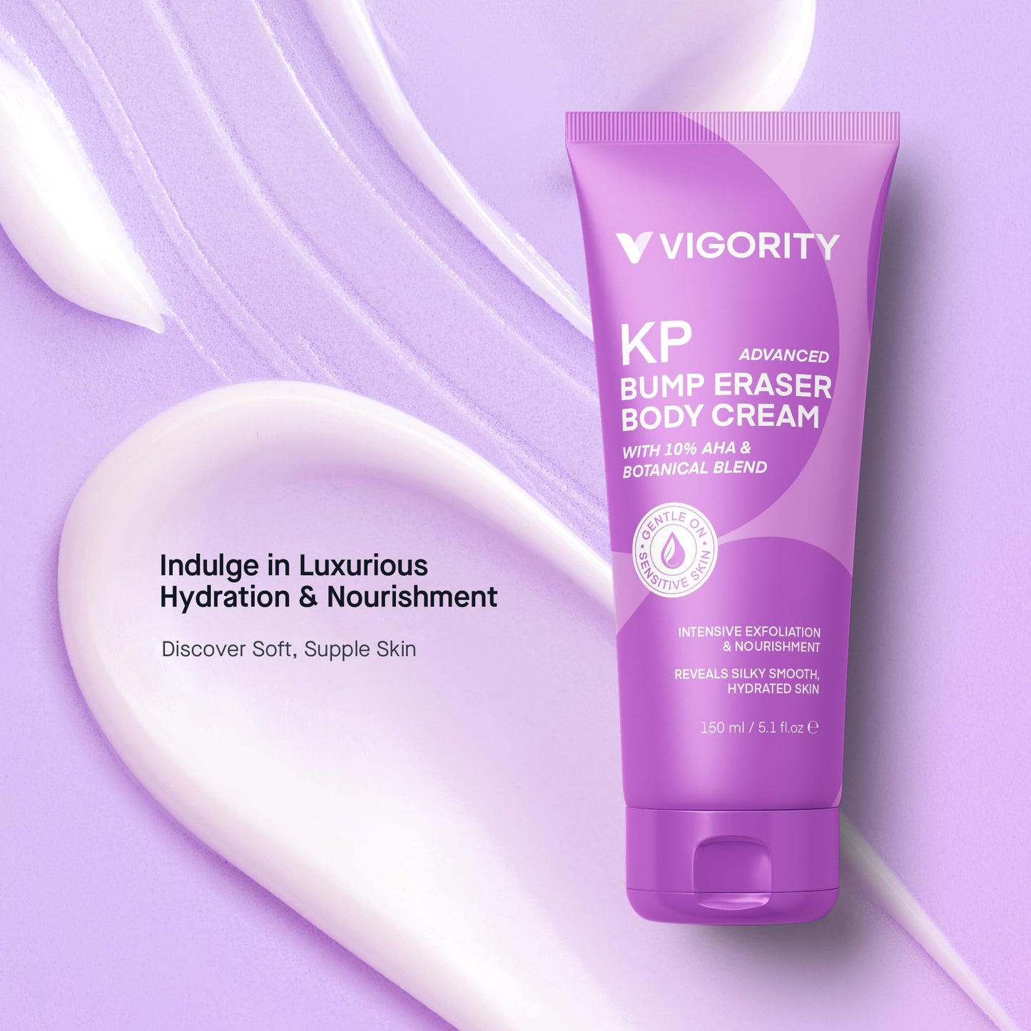 Vigority Keratosis Pilaris Treatment Cream with Lactic Acid - KP Body Bump Exfoliating Moisturizer for Rough, Bumpy, Dry & Flake