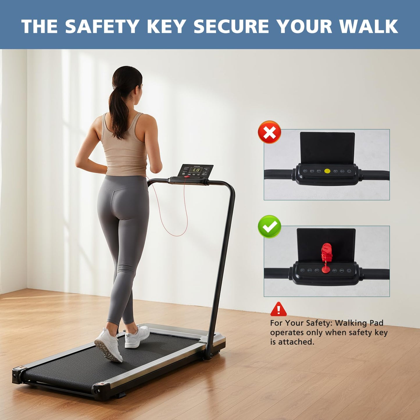 OLIXIS Walking Pad Treadmill for Home, Under Desk Treadmill with Handle for Small Space, Portable Design for Home Office Workouts, LED Display with Remote Control, Low Noise