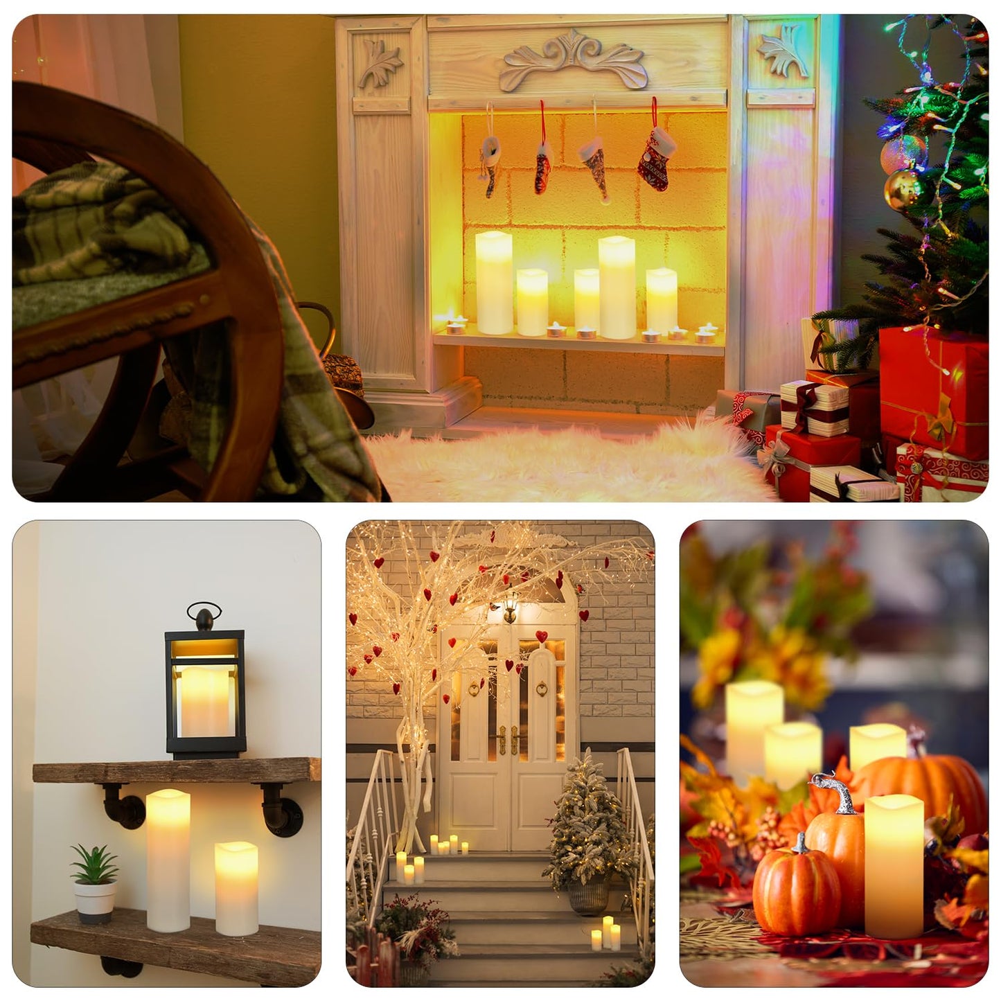 UniEasy Halloween Flameless Candles Battery Operated LED Candles with Timer and Remote, Pack of 9 Real Wax Pillar Candles Flickering Candle for Home & Holiday Romantic Decor