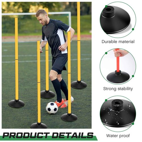 Landical 12 Pcs Weighted Slalom Pole Rubber Bases for Soccer Agility Poles 2.2 lb Pole Base for Soccer Training Equipment Set Accessory Lacrosse Field Hockey Track Field