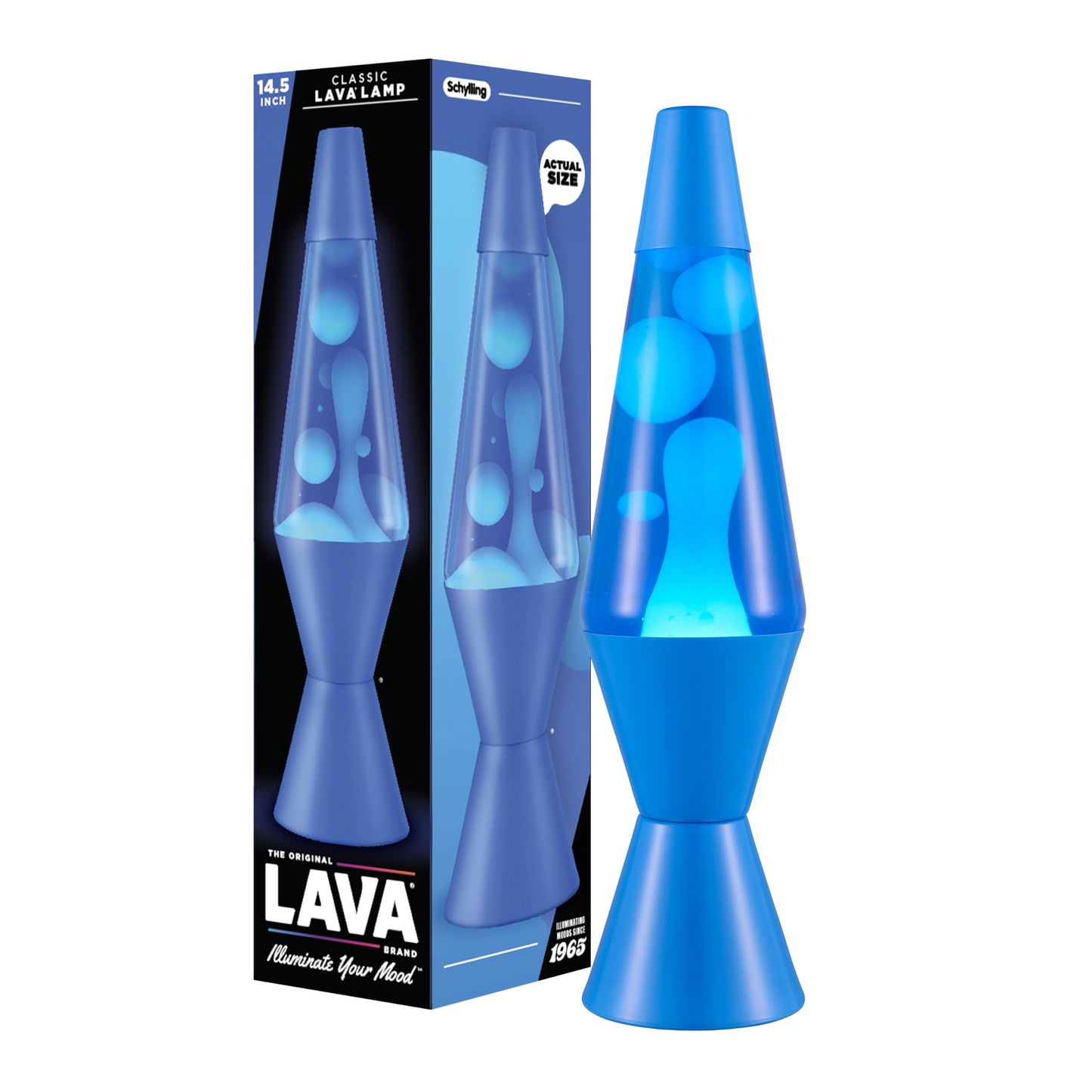 Lava The Original Lamp - New 14.5" Cerulean Blue – Classic Liquid Motion Lamp - White Wax and Blue Liquid - Item #2362 (Amazon Exclusive)