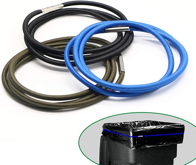 Large Trash Can Rubber Bands, 3 Pcs Trash Can Bands Trash Rubber Bands for 55-96 Gallon Garbage Cans, Durable Trash Bag Bands Elastic Bands to Hold Trash can Bags in Place (Black, Blue, Olive Green)
