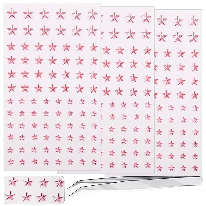 3 Sheets Self Adhesive Face Gems Stickers, Hair Gems Face Jewels Eye Jewels Rhinestones Festival Essentials Rave Accessori...