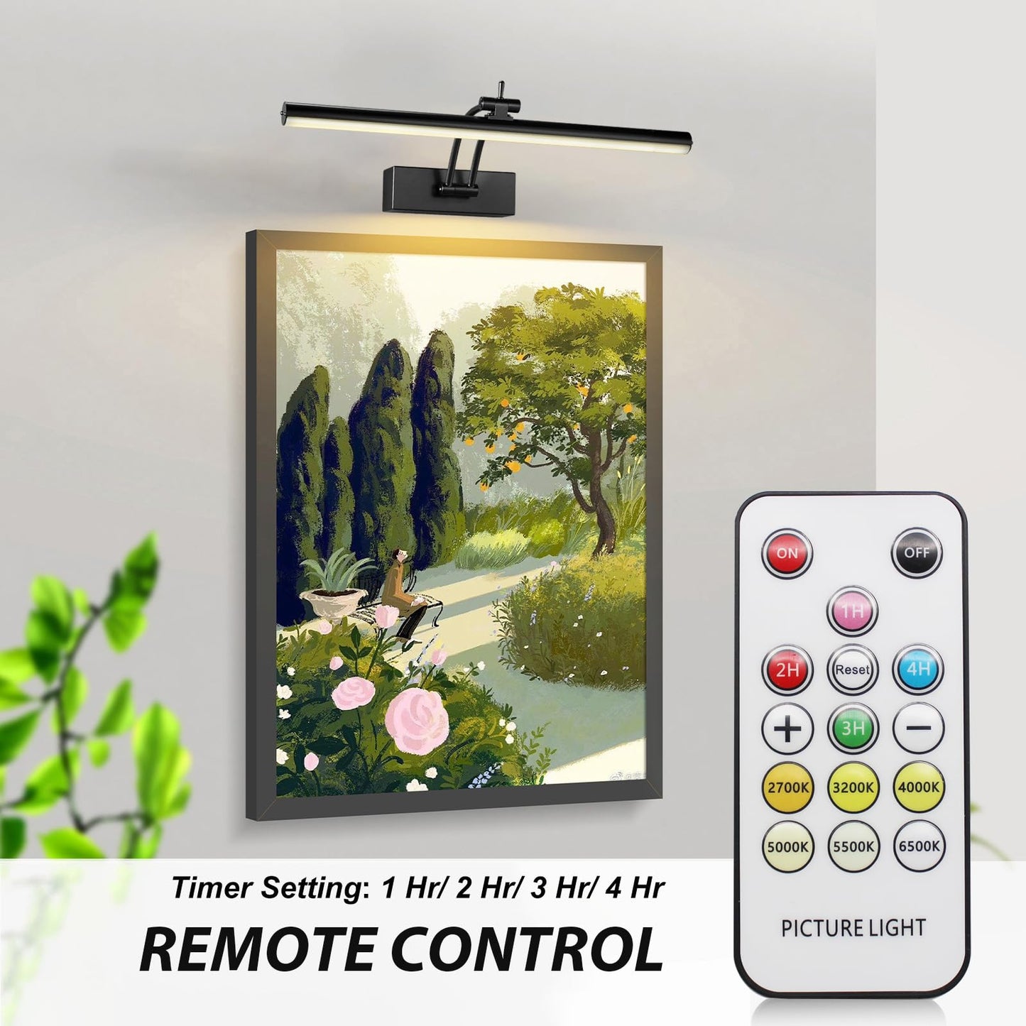 Yuichoy 2 Pack Picture Lights for Wall Battery Operated, 12 inch Wireless Art Lighting for Painting, 6 Colors Picture Frame Lights with Remote, Dimmable 4200mAh Gallery Light, Black