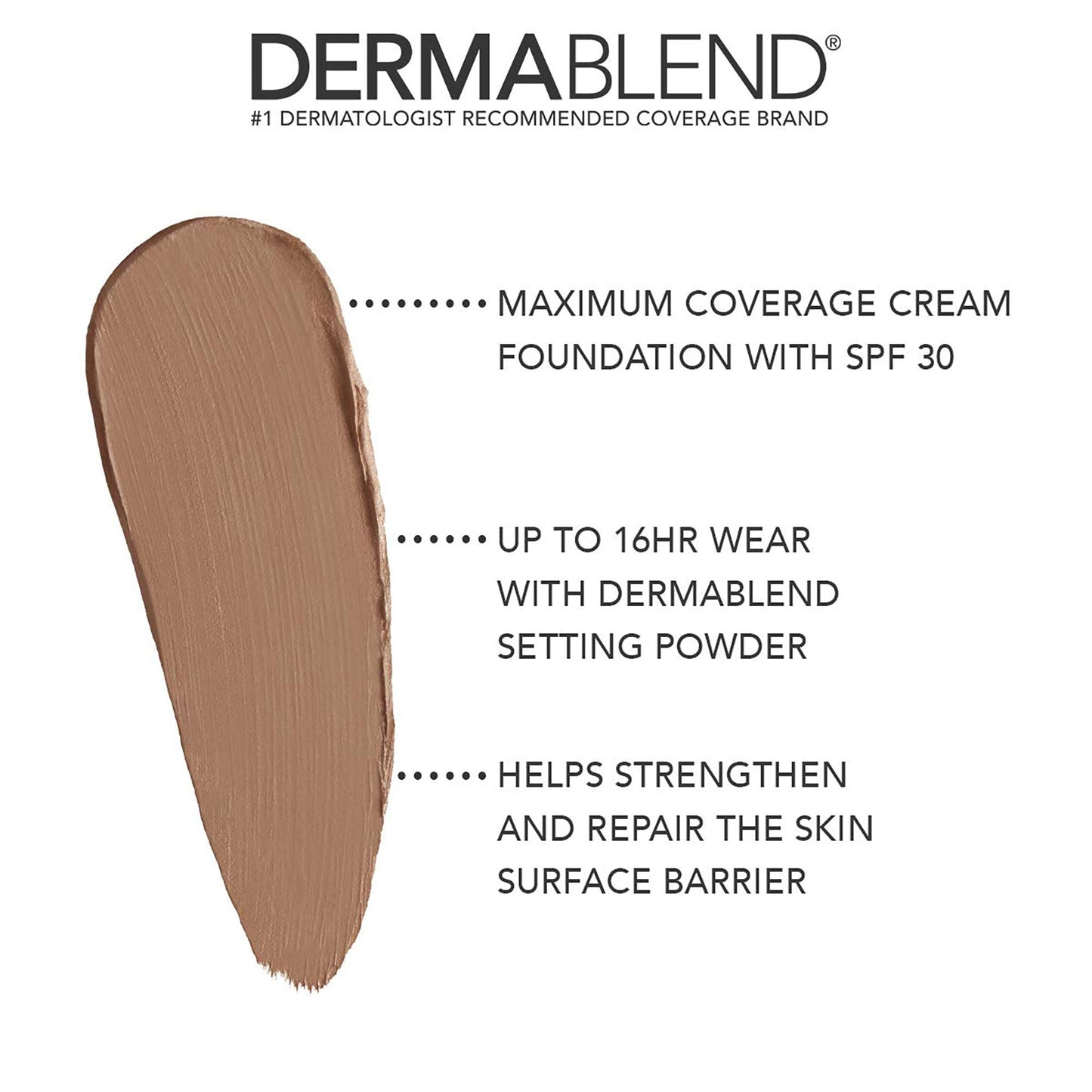 Dermablend Cover Creme High Coverage Foundation with SPF 30, 60N Caf   Brown, 1 Oz.