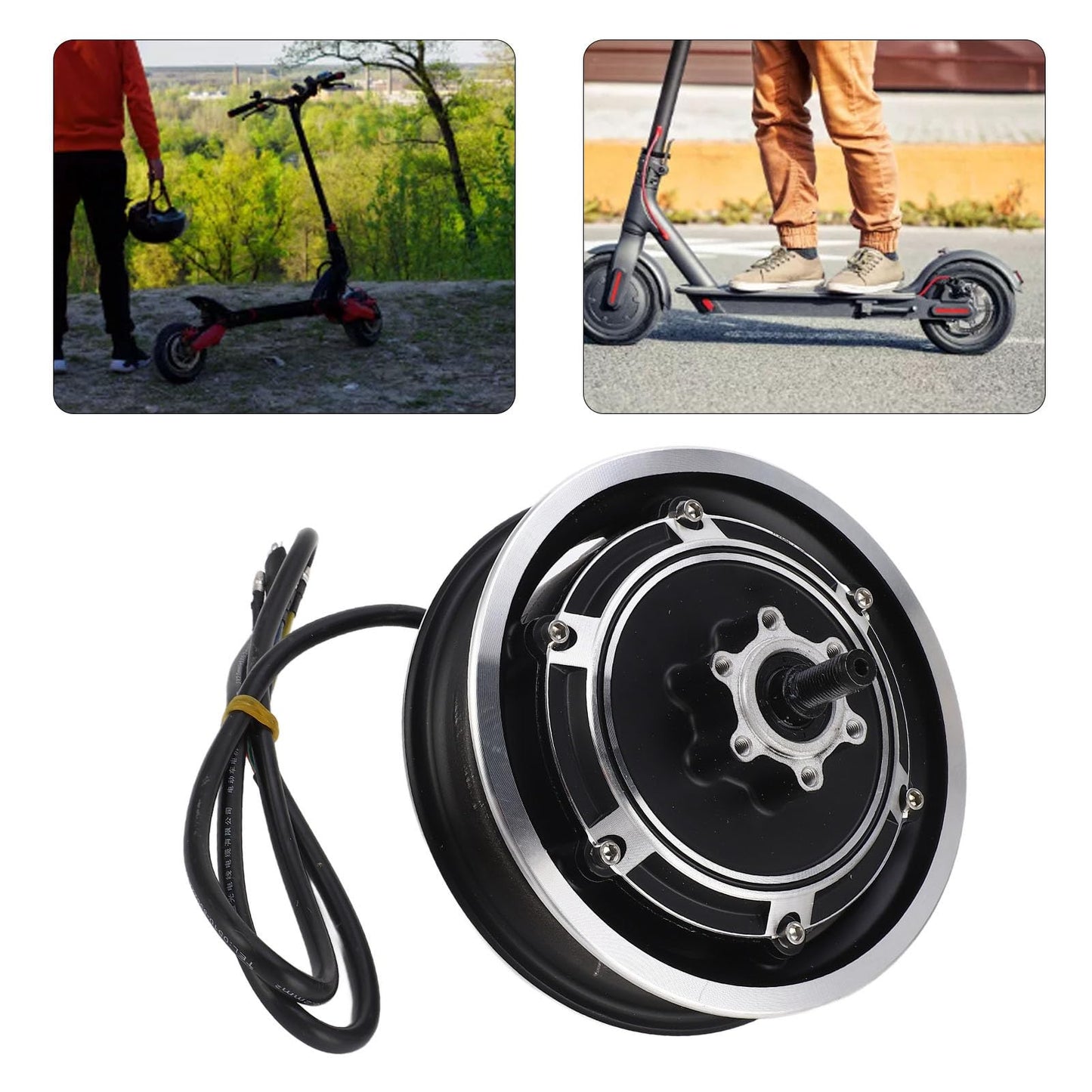 10 Inch Electric Scooter HUB Motor, 48V 1000W Noiseless Electric Brushless Disc Brake Hub Motor Aluminum Alloy Wheel Hub Motor for Electric Bikes, Electric Scooters, Folding