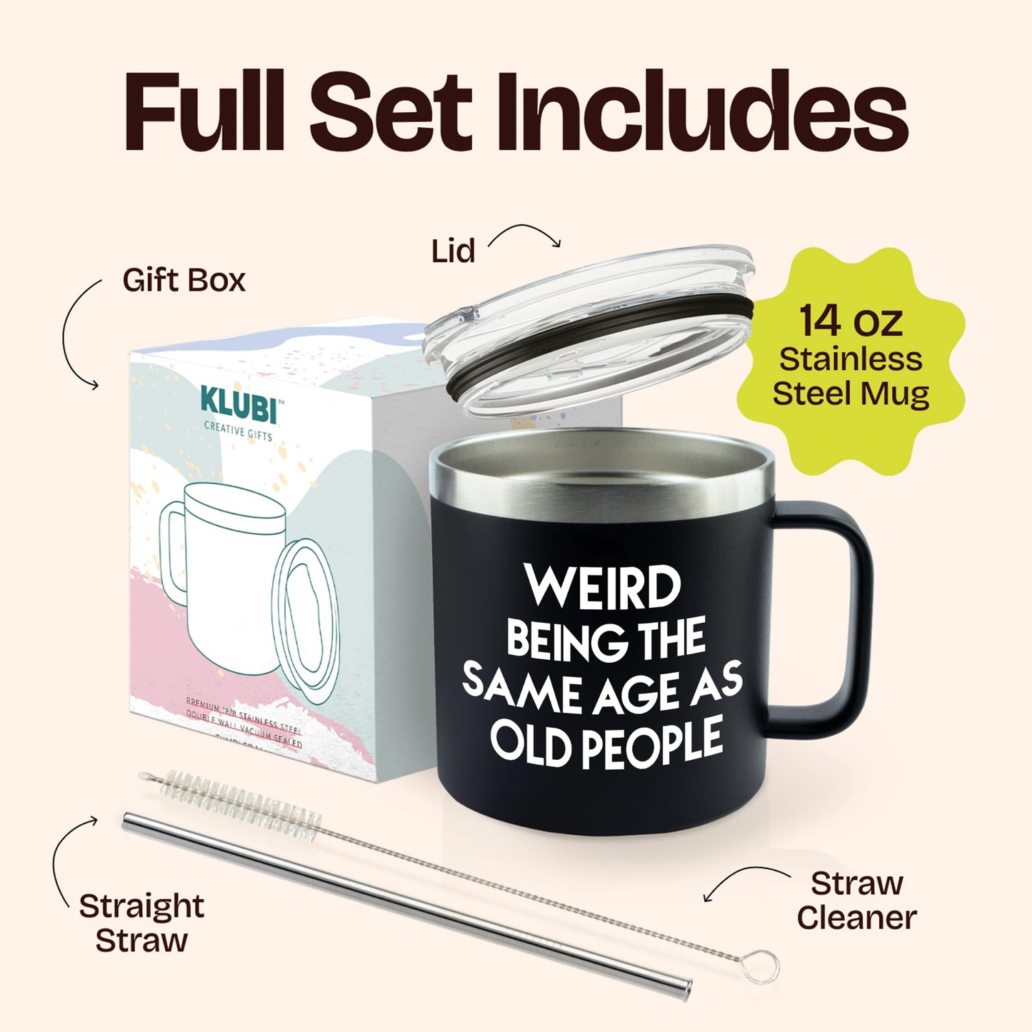 40th 50th 60th 70th Birthday Gifts for Men Fathers Day - Weird Being the Same Age as Old People Mug 14oz Tumbler Black Gifts for Dad Birthday Gift Ideas for 70 Year Old Man Funny Gag Gift for Elderly