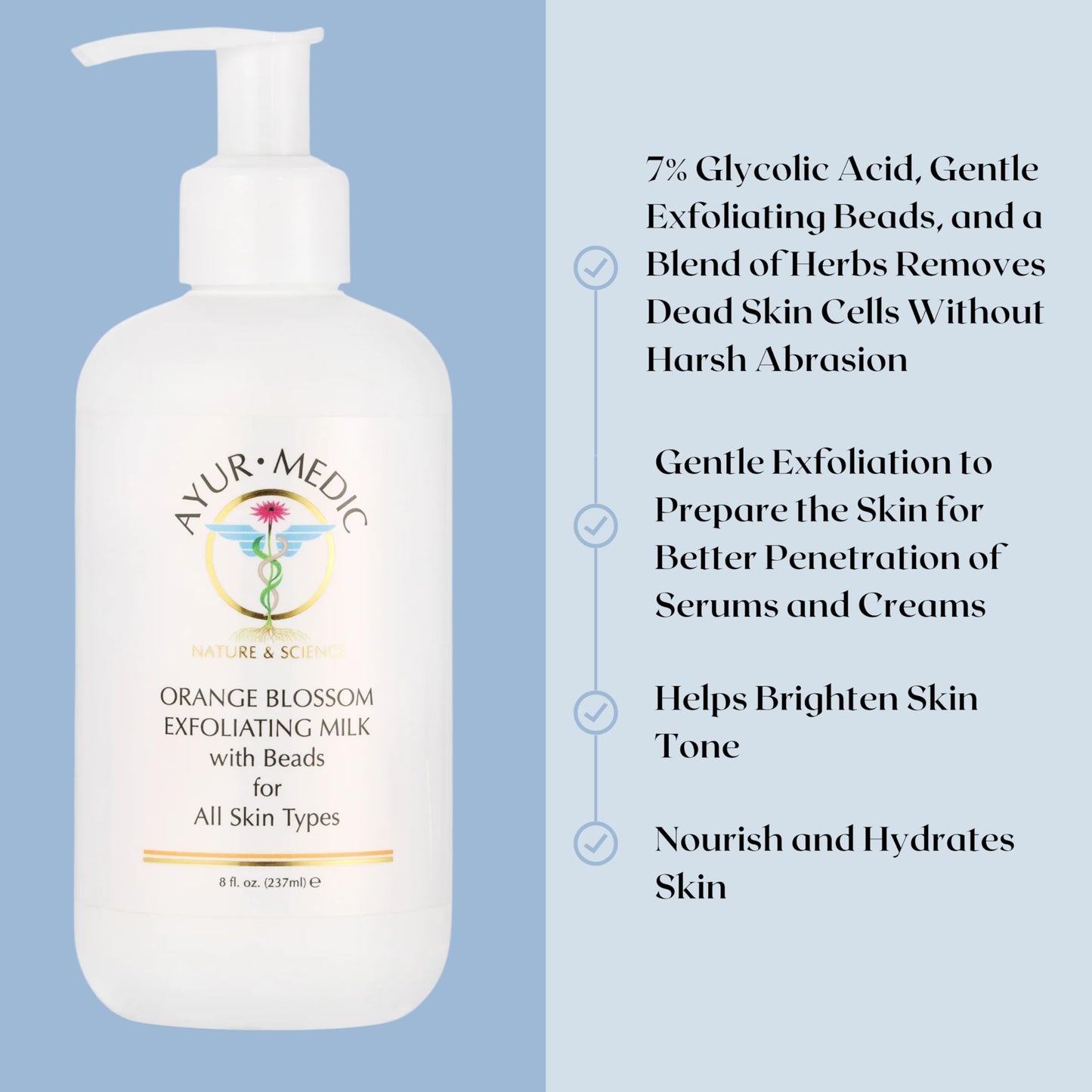 Ayur-Medic Orange Blossom Exfoliating Milk with Beads for All Skin Types