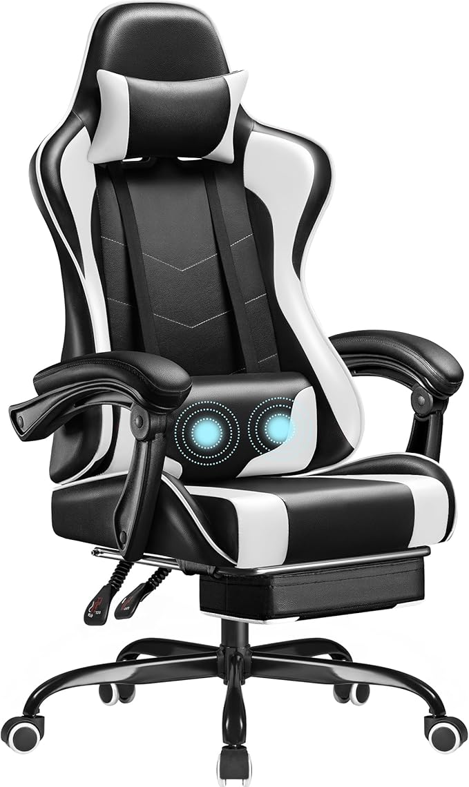 Homall Gaming Chair, Video Game Chair with Footrest and Massage Lumbar Support, Ergonomic Computer Chair Height Adjustable...