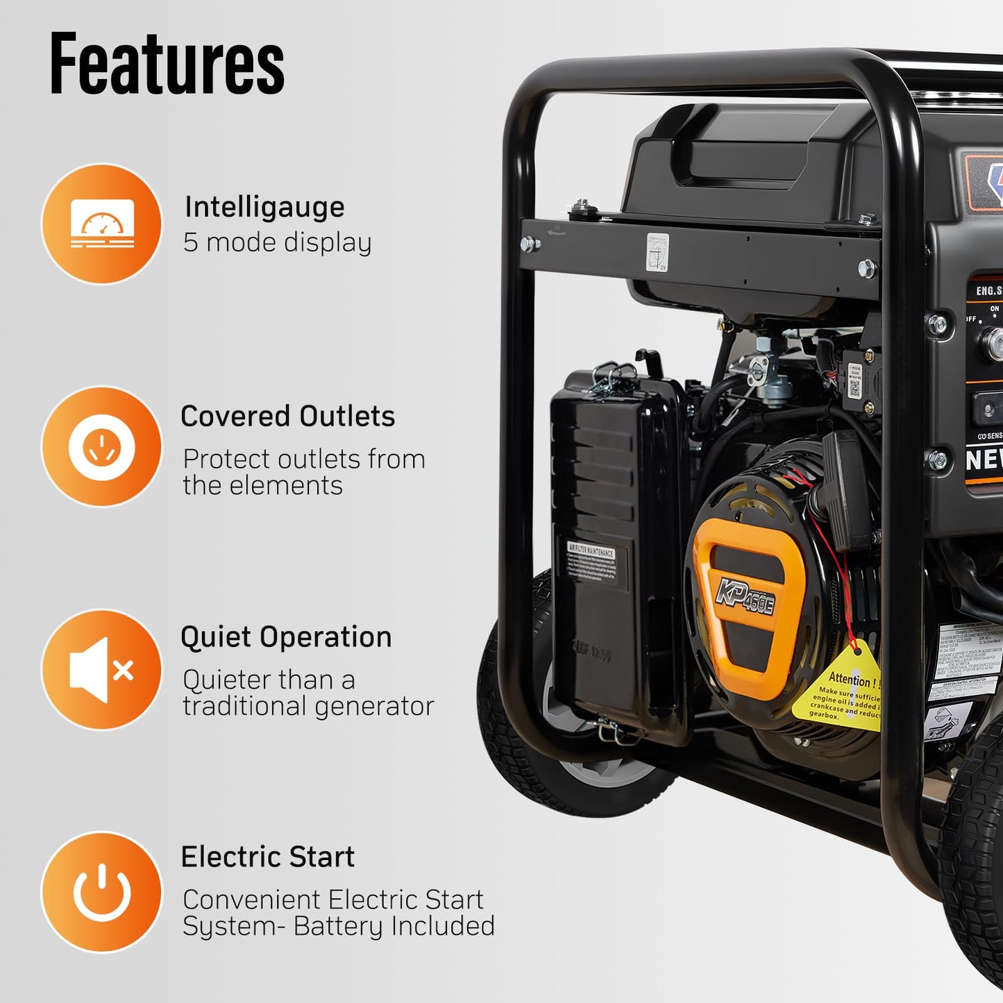 Powerhive 7500 Watt Generator, Remote Electric Start Gas Powered, Transfer Switch Ready with Wheel Kit, CO Sensor