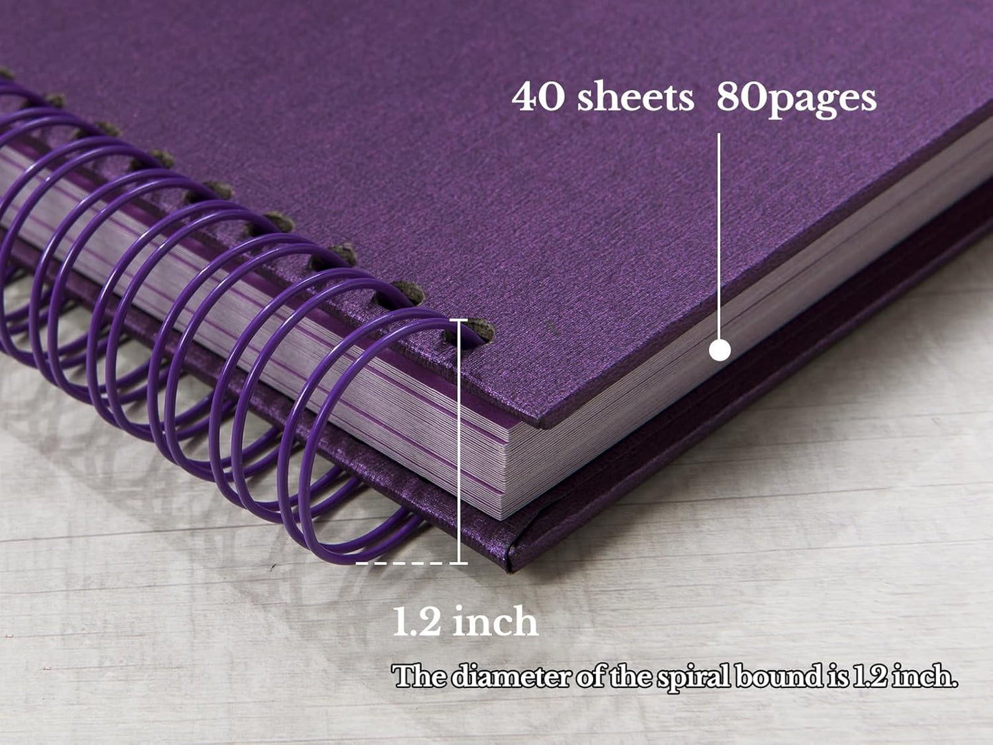 potricher 8 x 8 Inch DIY Scrapbook Photo Album 80 Pages Thick Kraft Blank Purple Paper Memory Book for Wedding and Anniversary Family (Purple, 8 Inch)
