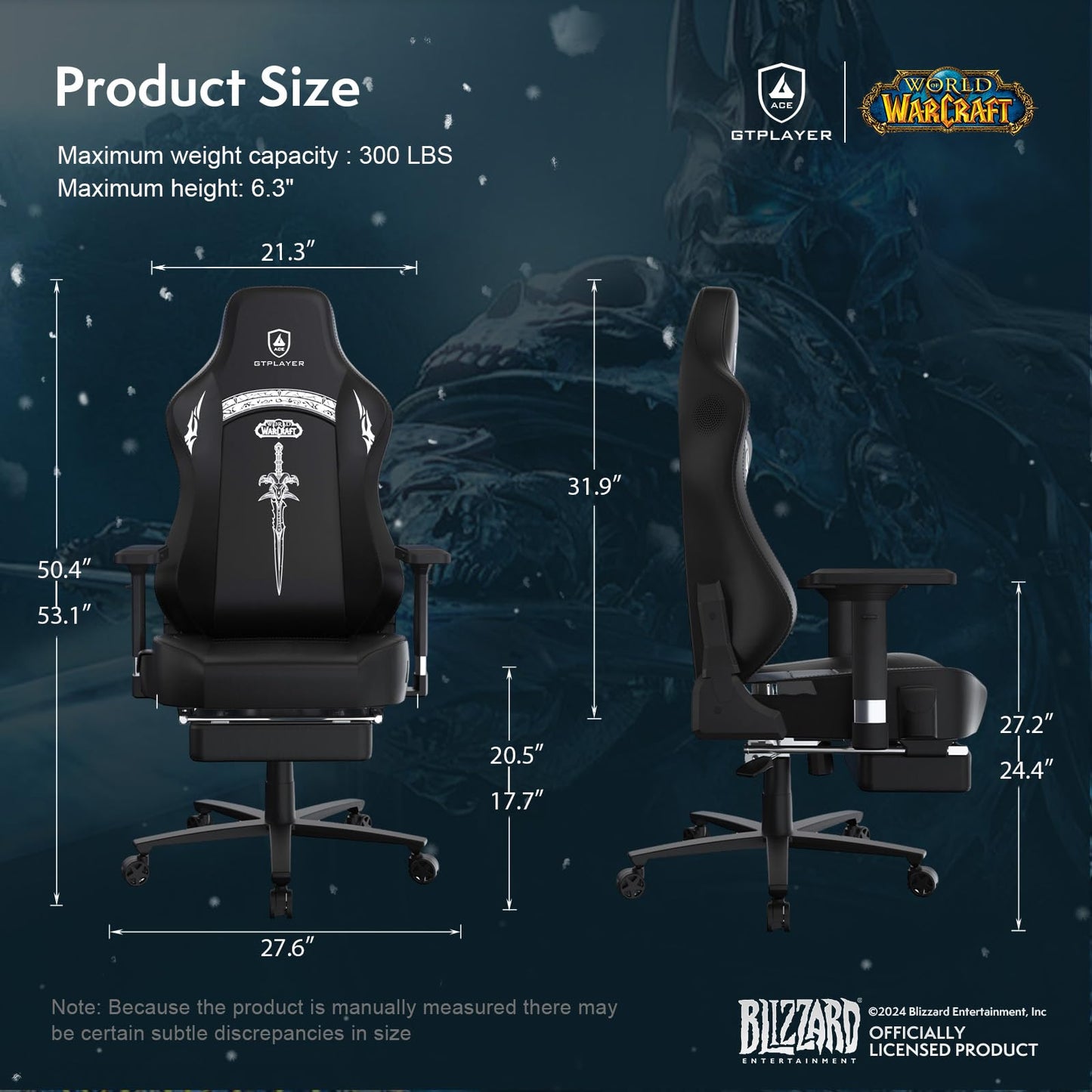 GTPLAYER World of Warcraft Edition Video Gaming Chair, Ergonomic Computer Chairs with Footrest and Adjustable Armrest, Height Adjustable Desk Chair with Lumbar Support for Office & Gaming,White